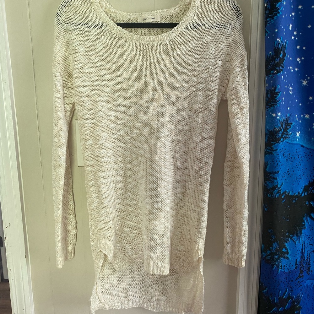 High-Low Cream Sweater